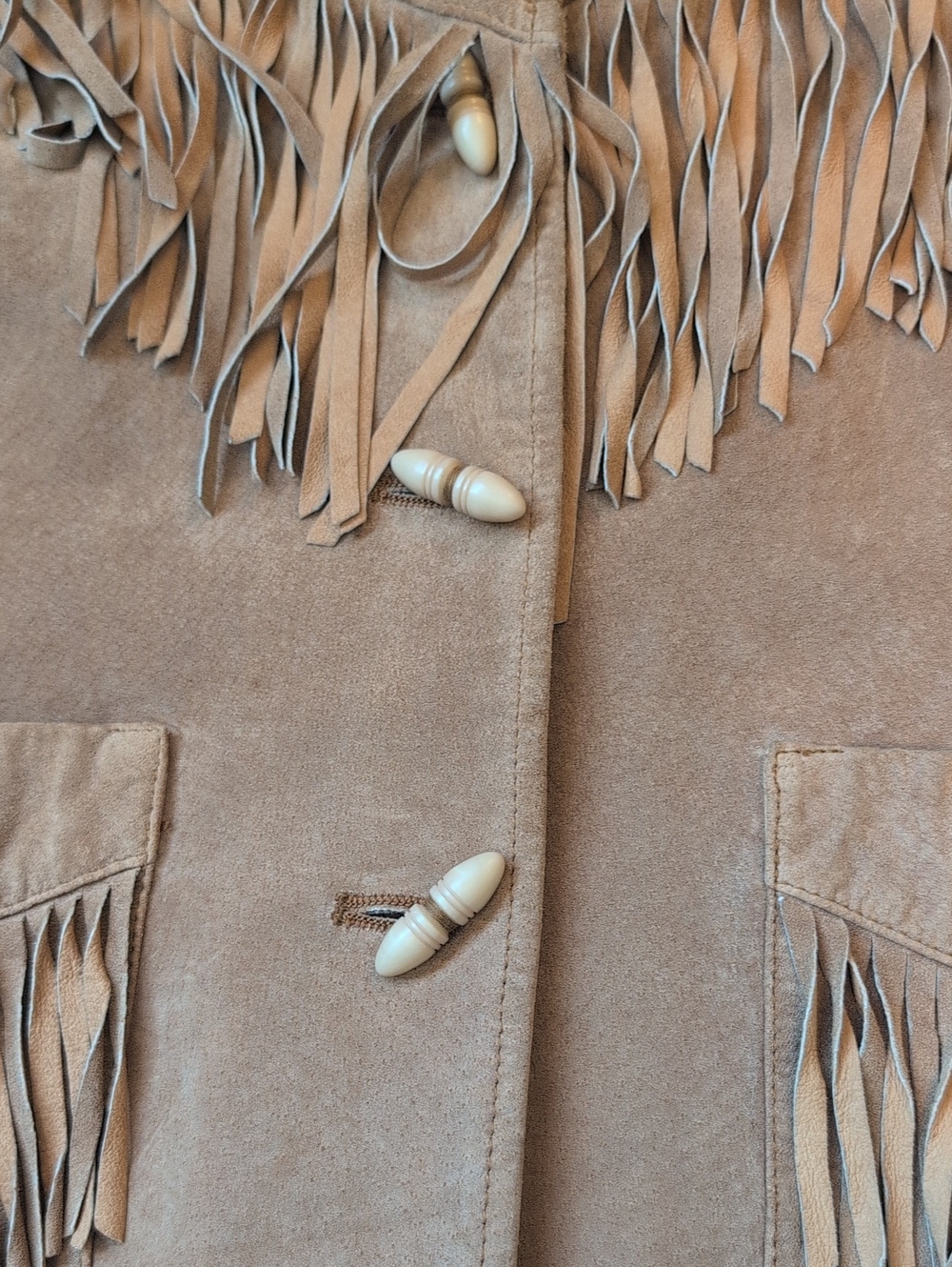 Vintage Ralph Lauren Tan Suede Fringe Leather Jacket - Picture 7 of 13